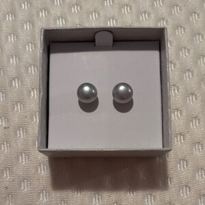 Elegant Silver Pearl Stud Earrings